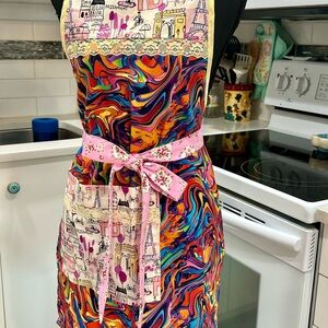 Colorful Parisian Apron with Pink Accents